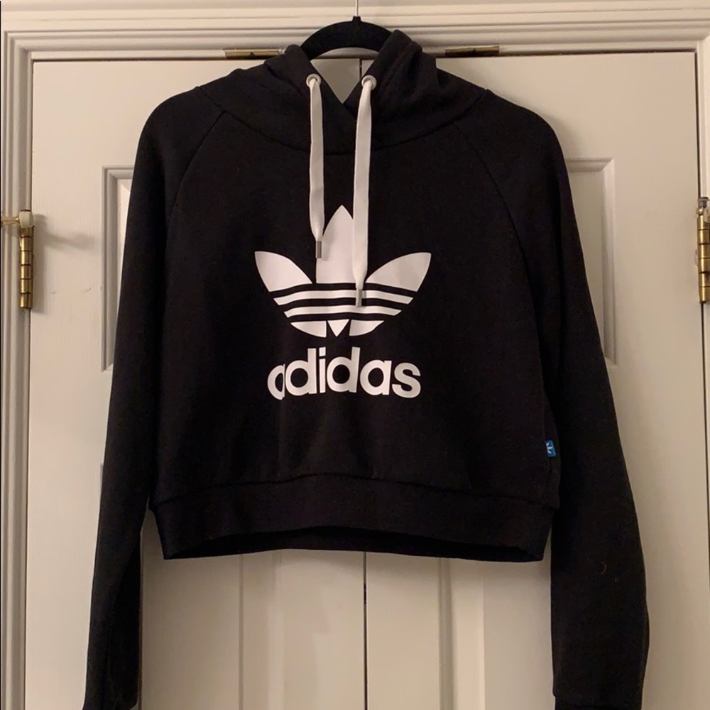 Adidas black cropped hoodie